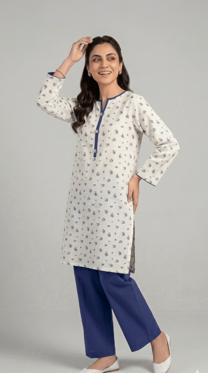 BlueBell 2Pc – Premium Self Lawn Co-ord Set