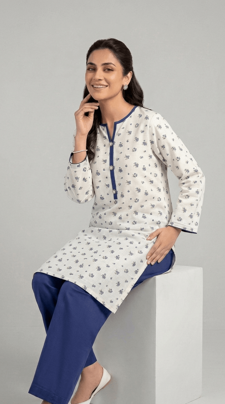 BlueBell 2Pc – Premium Self Lawn Co-ord Set
