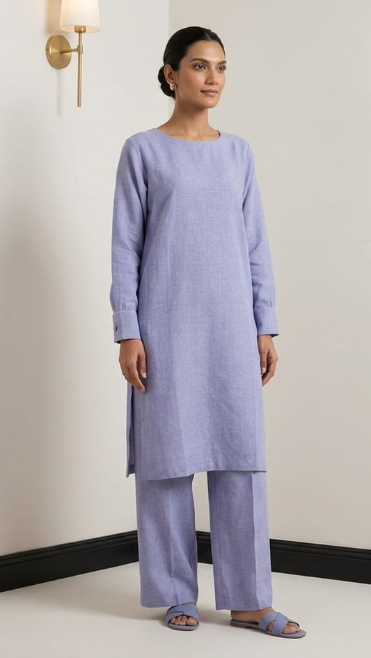 Chambray Mist – Blue Lawn Co-ord Set (2PC)