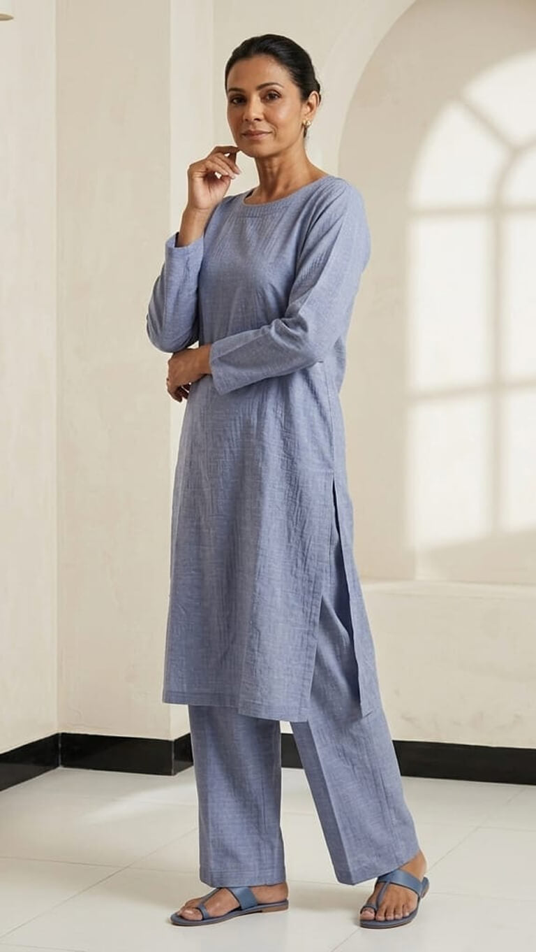 Chambray Mist – Blue Lawn Co-ord Set (2PC)