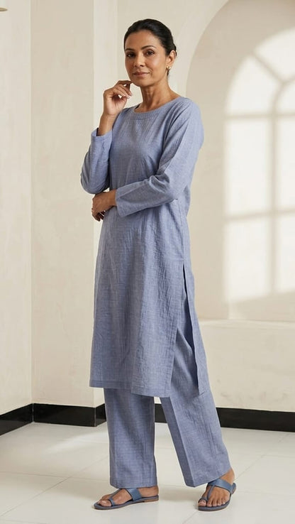 Chambray Mist – Blue Lawn Co-ord Set (2PC)
