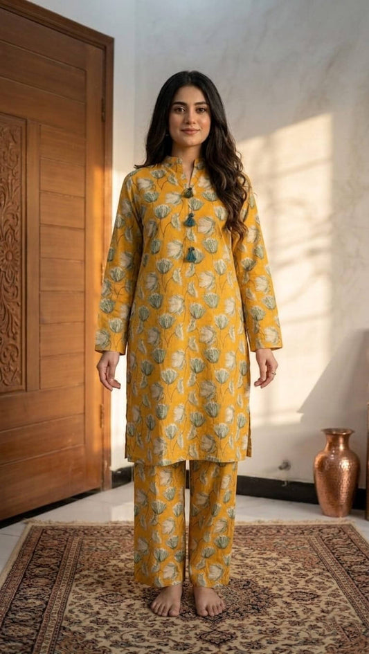 Saffron Tulip – Elegant Printed Lawn Suit