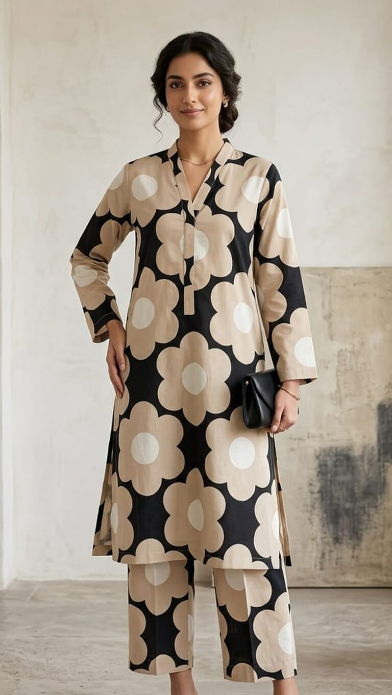 Shadow Sand – Retro Floral Cotton Co-ord Set (2PC)