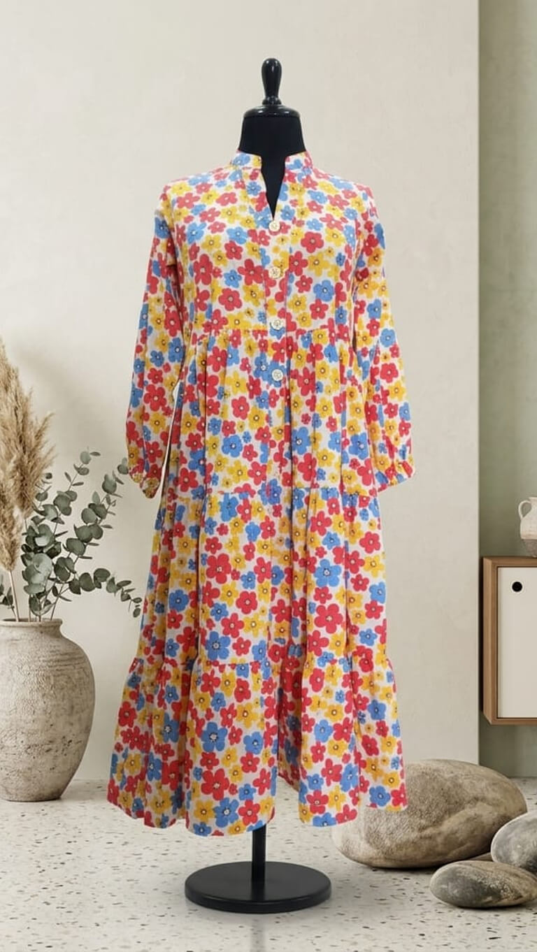 Picnic Chic Maxi – Windowpane Cotton Dress