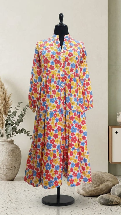 Picnic Chic Maxi – Windowpane Cotton Dress