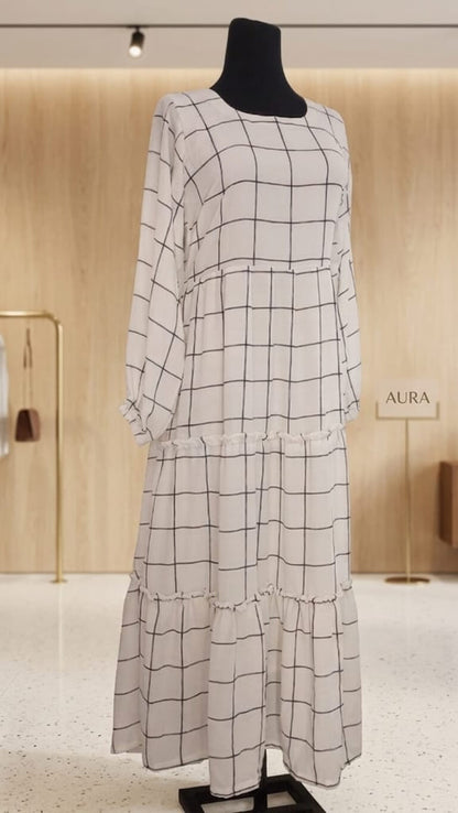 Lattice Dress – Geometric Georgette Maxi