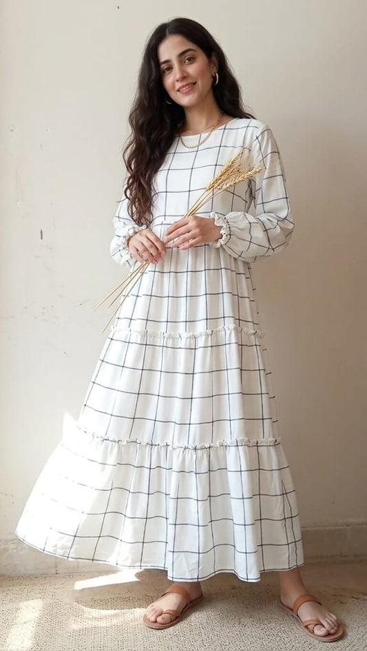 Lattice Dress – Geometric Georgette Maxi