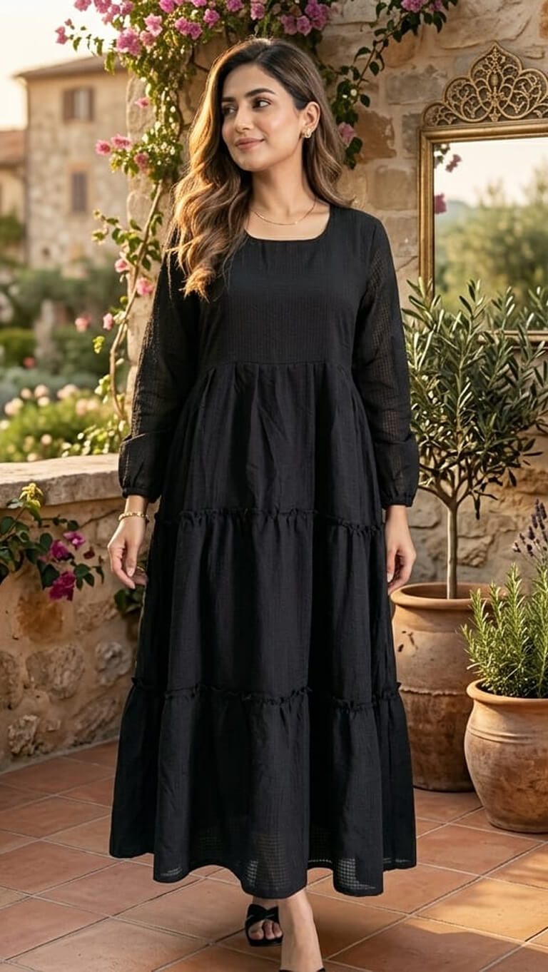 Smock Maxi – Noir Georgette Maxi Dress
