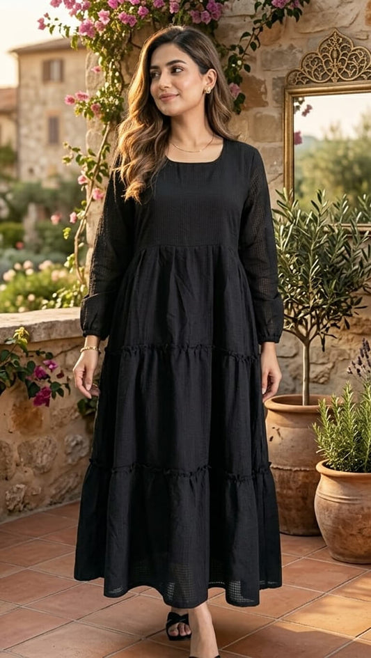 Smock Maxi – Noir Georgette Maxi Dress