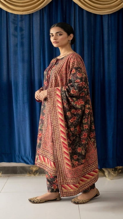 Floral Radiance – Lace Detailed 3 Piece Lawn Suit