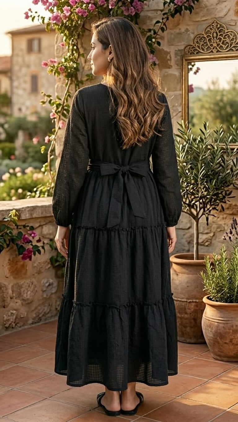Smock Maxi – Noir Georgette Maxi Dress