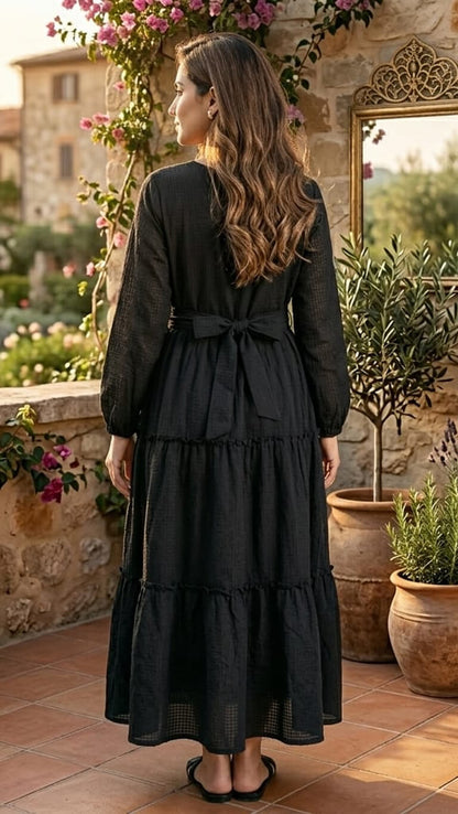 Smock Maxi – Noir Georgette Maxi Dress