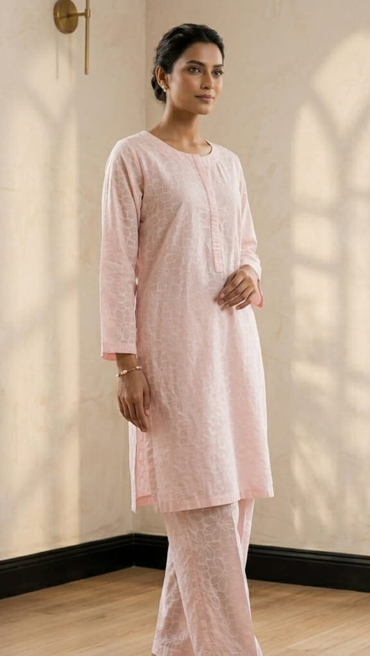 Peach Blossom – Floral Cotton Co-ord Set (2PC)