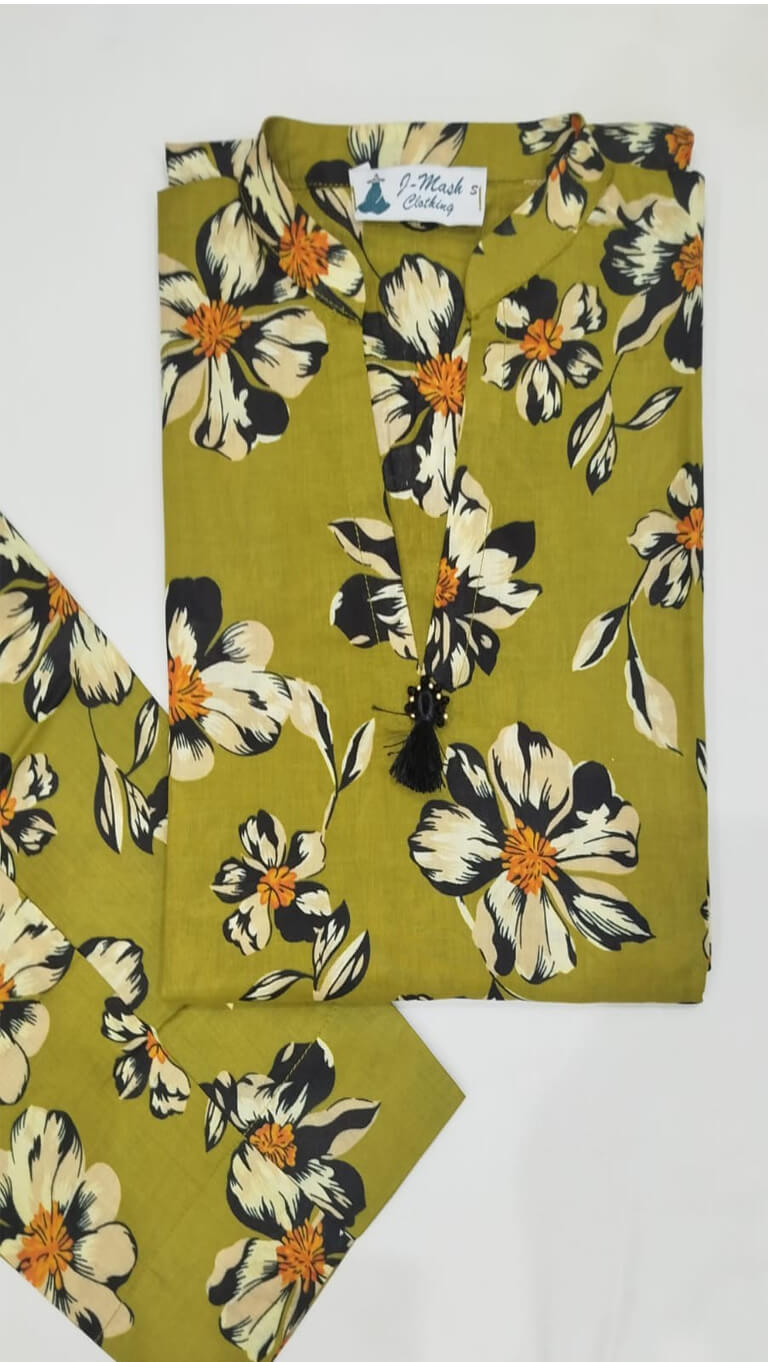 Olive Gulbahar 2Pc - Floral Embellished Lawn Suit