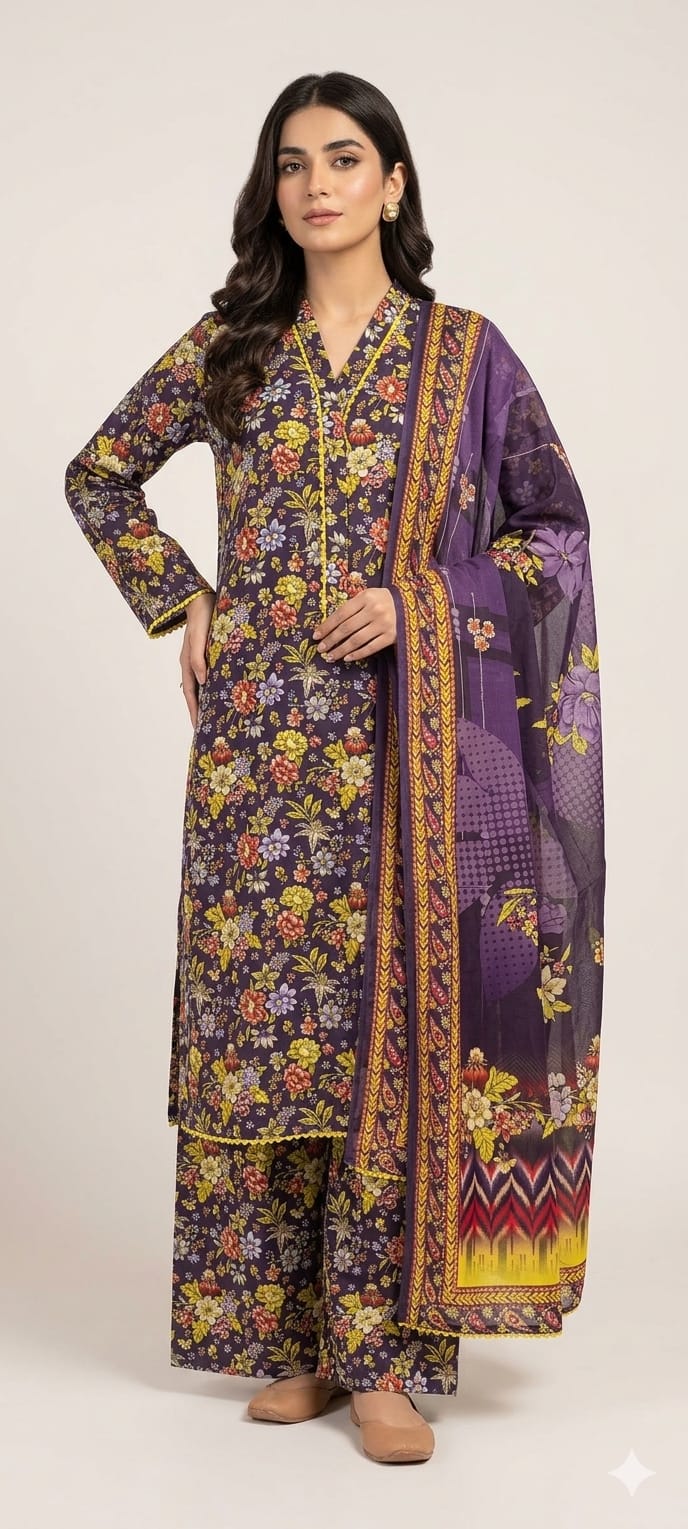 Printed Lawn Suit - Elegant Stitched Collection