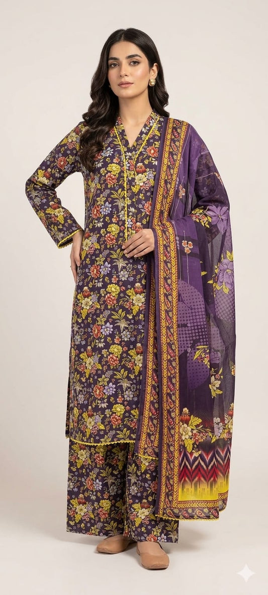 Embroidered Velvet Suit - Premium Festive Collection